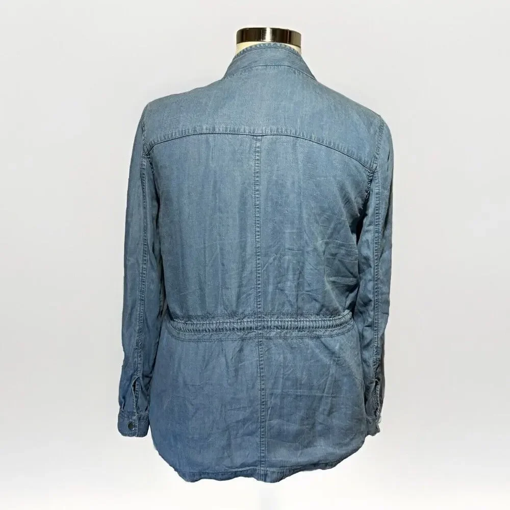 Style & Co Utility Jacket Roll Tab Sleeves Women’s Size XL Blue Chambray - Picture 4 of 9